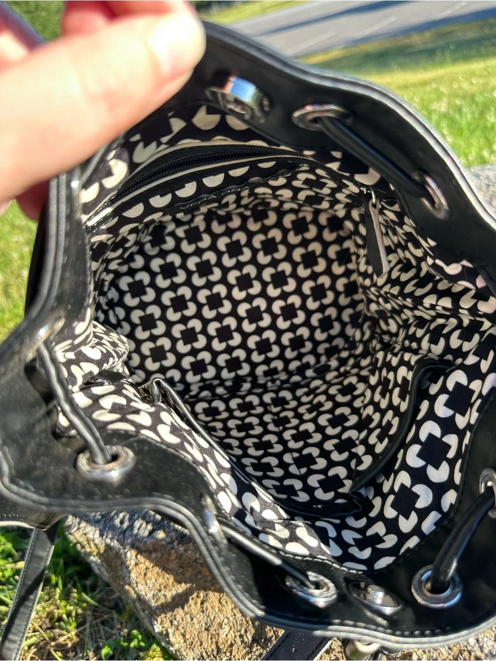 Vera Bradley Bucket Crossbody Classic Drawstring Purse faux Leather Vegan
